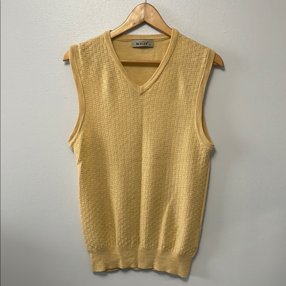 Morley Yellow V-Neck Sweater Vest Fine Knit